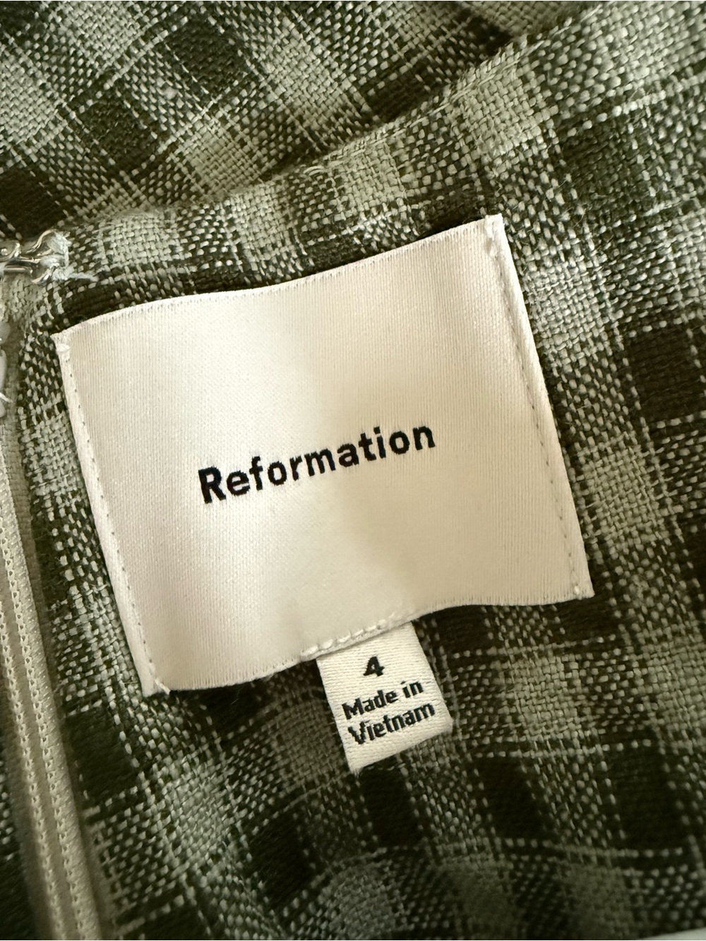 NWOT Reformation Green Gingham Button-Front Mini Dress - Picture 4 of 4